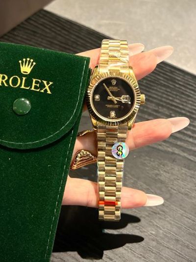Rolex Datejust replica with 904L stainless steel 31mm Imported Movement Black Dial Women Watch